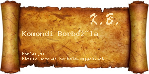 Komondi Borbála névjegykártya
